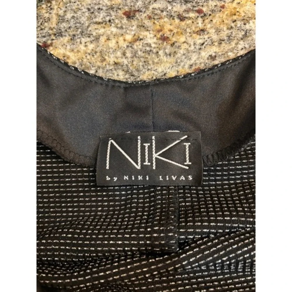 Niki by Niki Livas Vtg Black‎ Metallic Shimmer Cutout Back Maxi Dress Fits XS/S
